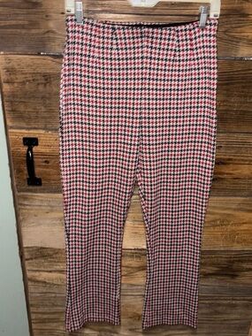 Free People Houndstooth Pants in Red, Black & White